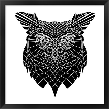 Framed Black Owl Head Mesh Print