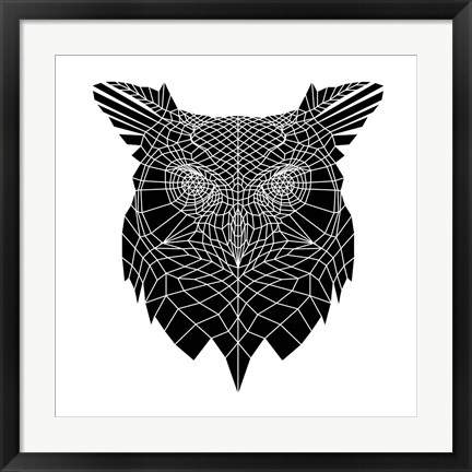 Framed Black Owl Head Mesh Print