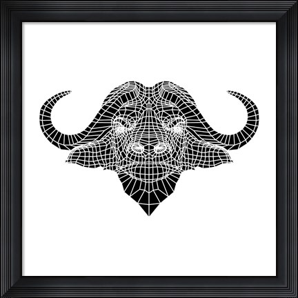 Framed Black and White Buffalo Mesh Print