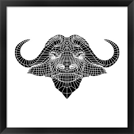 Framed Black and White Buffalo Mesh Print