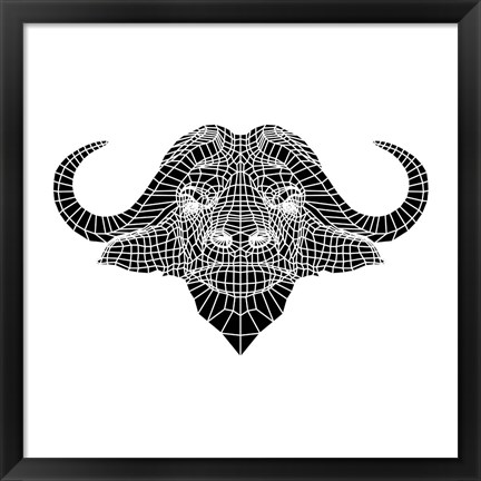 Framed Black and White Buffalo Mesh Print