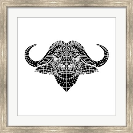 Framed Black and White Buffalo Mesh Print