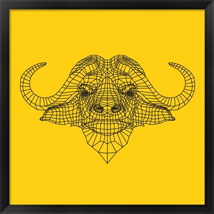 Framed Yellow Buffalo Mesh Print