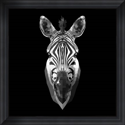 Framed Black Zebra Head Print