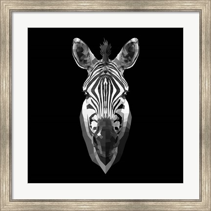 Framed Black Zebra Head Print