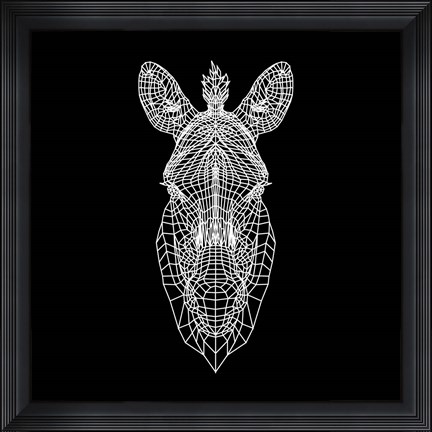 Framed Black Zebra Head Mesh Print