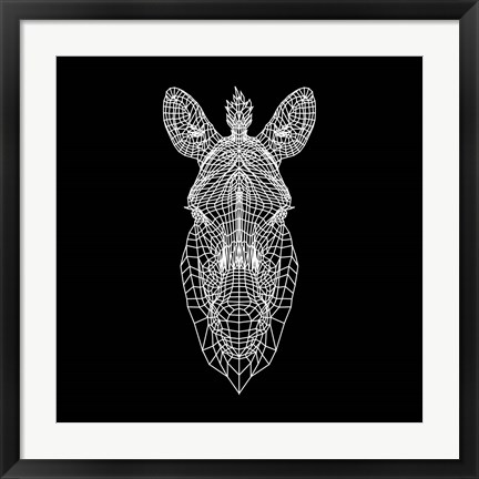 Framed Black Zebra Head Mesh Print