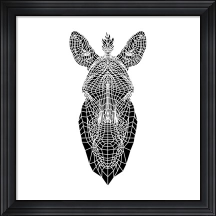 Framed White Zebra Mesh Print