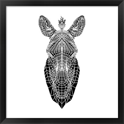 Framed White Zebra Mesh Print