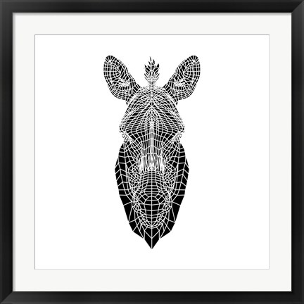 Framed White Zebra Mesh Print