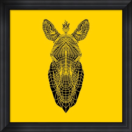 Framed Yellow Zebra Mesh Print