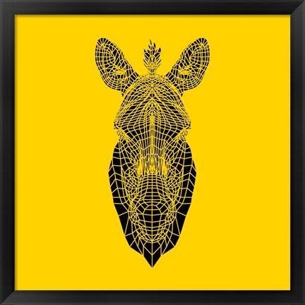 Framed Yellow Zebra Mesh Print