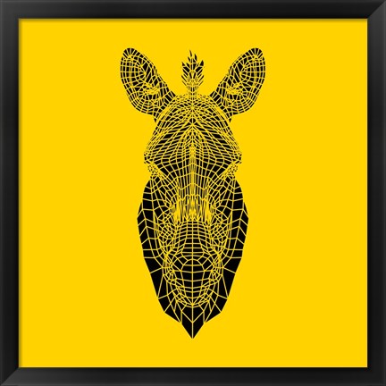 Framed Yellow Zebra Mesh Print