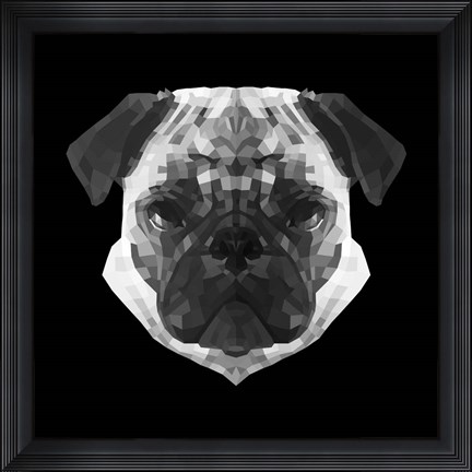 Framed Pug Head Print