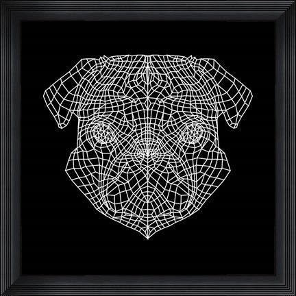 Framed Pug Head Black Mesh Print