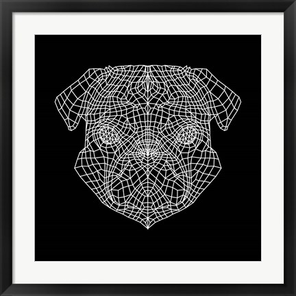 Framed Pug Head Black Mesh Print