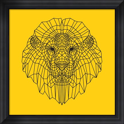 Framed Lion Head Yellow Mesh Print