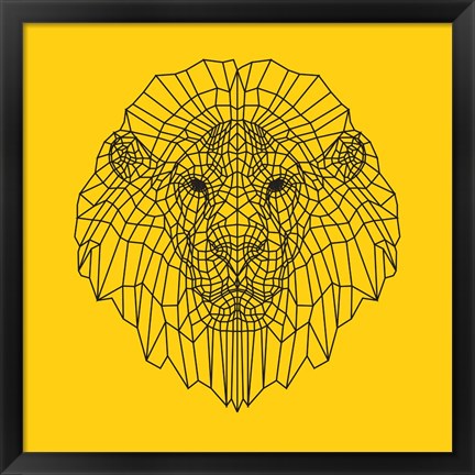 Framed Lion Head Yellow Mesh Print