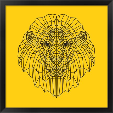 Framed Lion Head Yellow Mesh Print