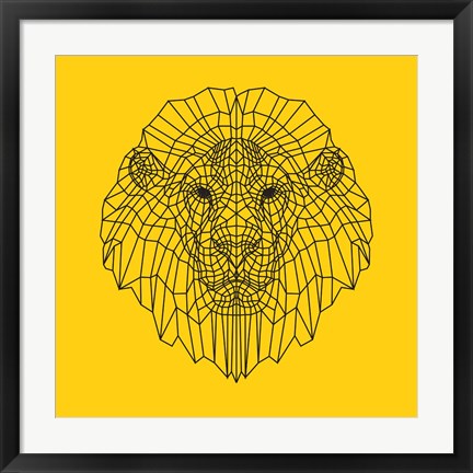 Framed Lion Head Yellow Mesh Print