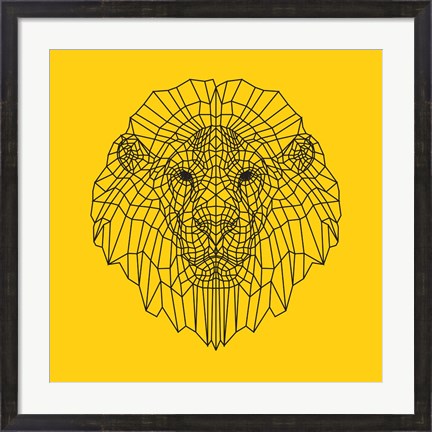 Framed Lion Head Yellow Mesh Print