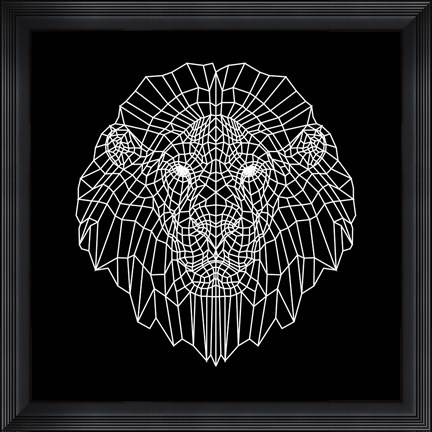 Framed Lion Head Black Mesh Print