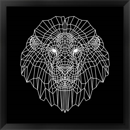 Framed Lion Head Black Mesh Print