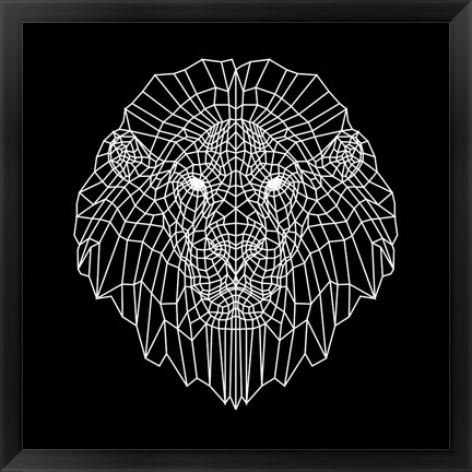 Framed Lion Head Black Mesh Print