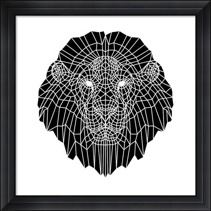Framed Lion Head Black Mesh 2 Print