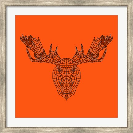 Framed Moose Head Orange Mesh Print
