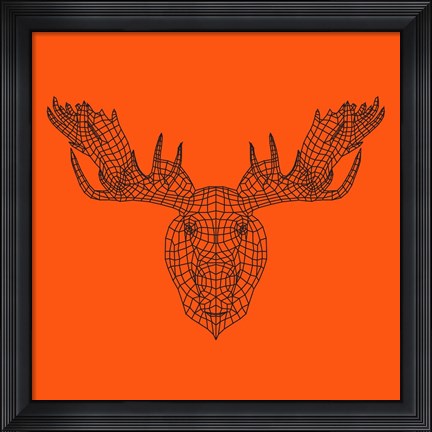 Framed Moose Head Orange Mesh Print