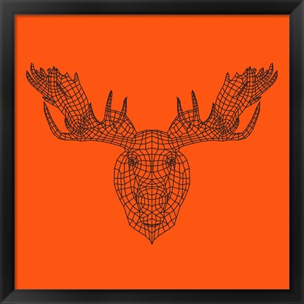 Framed Moose Head Orange Mesh Print