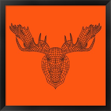 Framed Moose Head Orange Mesh Print