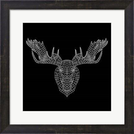 Framed Moose Head Black Mesh Print