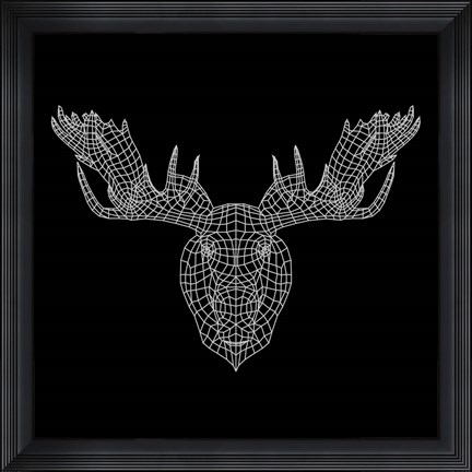 Framed Moose Head Black Mesh Print