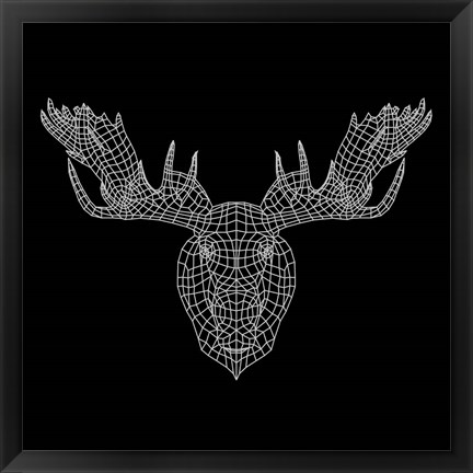 Framed Moose Head Black Mesh Print