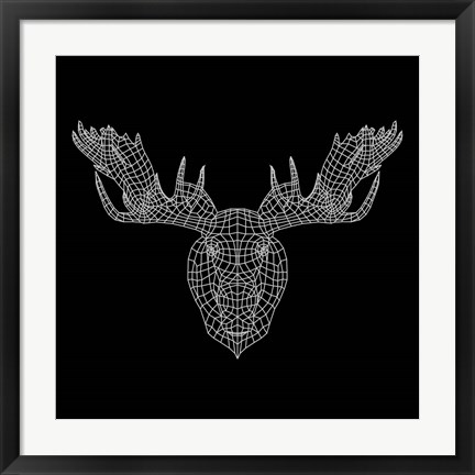 Framed Moose Head Black Mesh Print