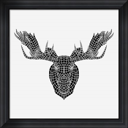 Framed Moose Head Mesh Print
