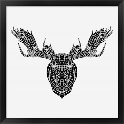 Framed Moose Head Mesh Print