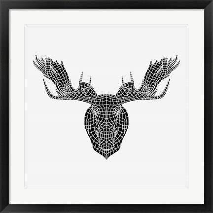 Framed Moose Head Mesh Print