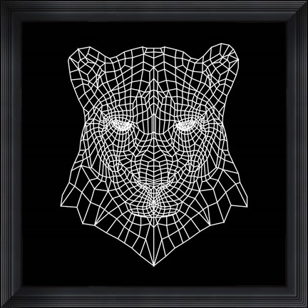 Framed Panther Head Black Mesh Print