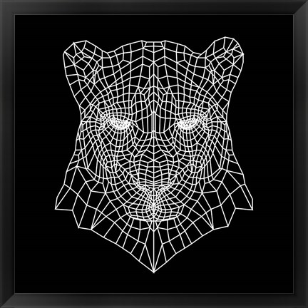 Framed Panther Head Black Mesh Print