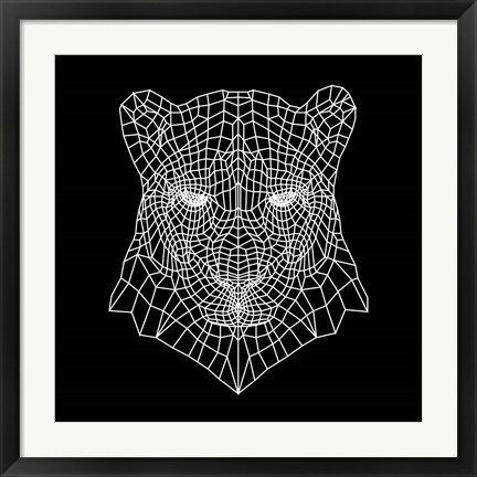 Framed Panther Head Black Mesh Print