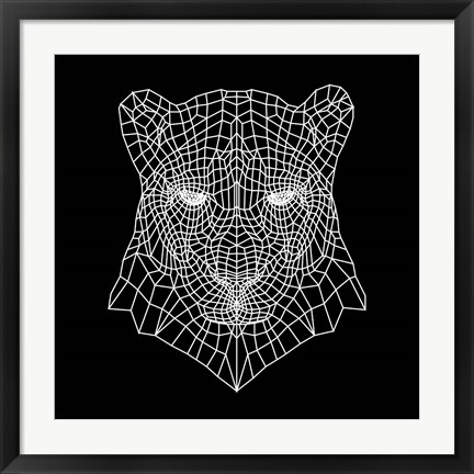 Framed Panther Head Black Mesh Print