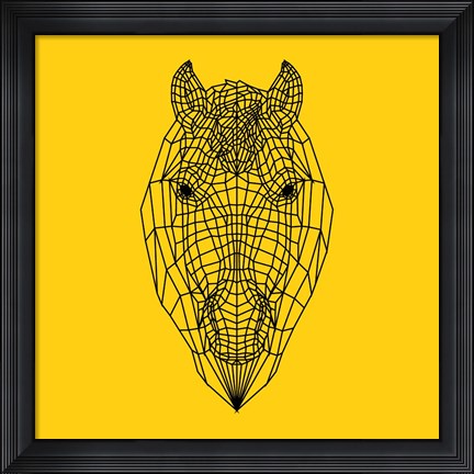Framed Horse Head Yellow Mesh Print