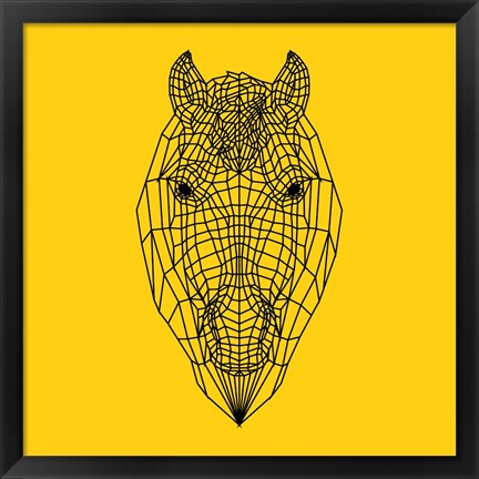 Framed Horse Head Yellow Mesh Print