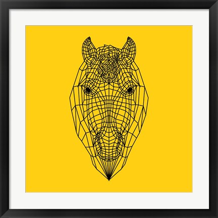 Framed Horse Head Yellow Mesh Print