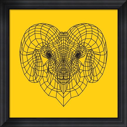 Framed Ram Head Yellow Mesh Print