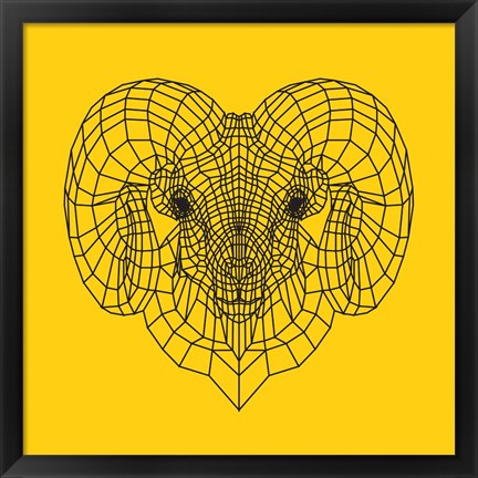 Framed Ram Head Yellow Mesh Print