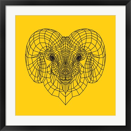 Framed Ram Head Yellow Mesh Print